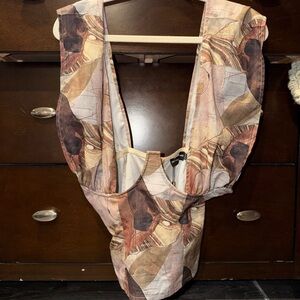 PrettyLittleThing Brown and Cream Patterned Bag